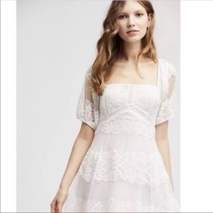Free People Ivory Be Your Baby Lace Mini Dress